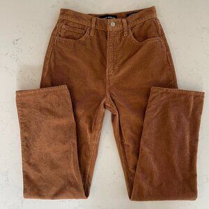 Denim Forum The Joni Hi Rise Loose Corduroy Cotton Pants Golden Brown Sz 26